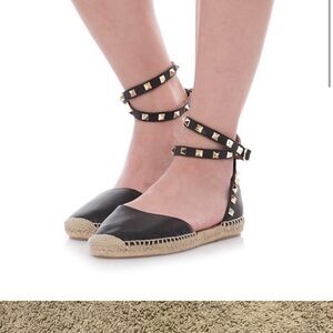 Maypol Black Studded Espadrille Flats
